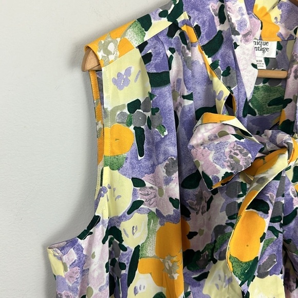 NWT Unique Vintage Purple and Yellow Floral Sleeveless Swing Dress Sz 3X - Picture 7 of 12